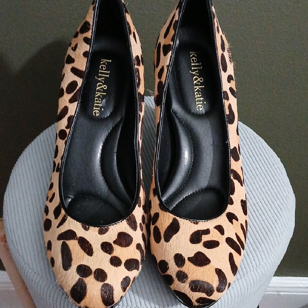 Kelly & Katie Tan and Black Animal Print Heels
